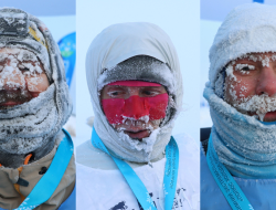 Potret Ekstrem Wajah Atlet di Winter Marathon Oymyakon Yakutia